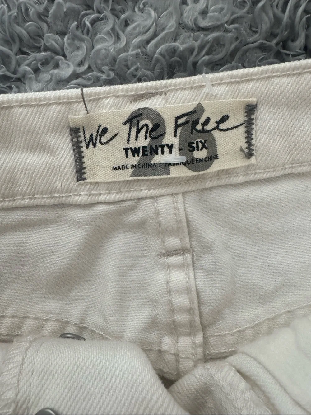 Free People Cream Distressed Denim Mini Skirt - Size 26 - Picture 4 of 7
